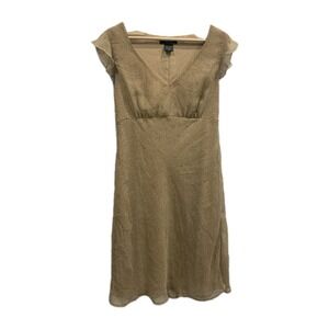 FLP‎ Dress Size 14 Tan Polka Dot 90s